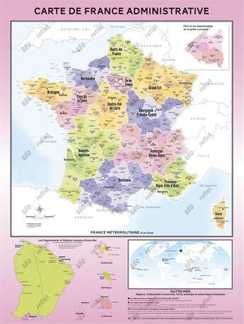 Couverture du livre « Carte de france administrative - modele fluorine - poster plastifie a0 » de Editions Geo Reflet aux éditions Editions Geo Reflet