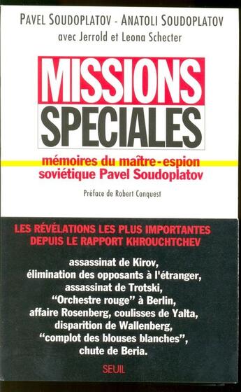 Couverture du livre « Missions spéciales ; mémoires du maître-espion soviétique Pavel Soudoplatov » de Soudoplatov P E A. aux éditions Seuil