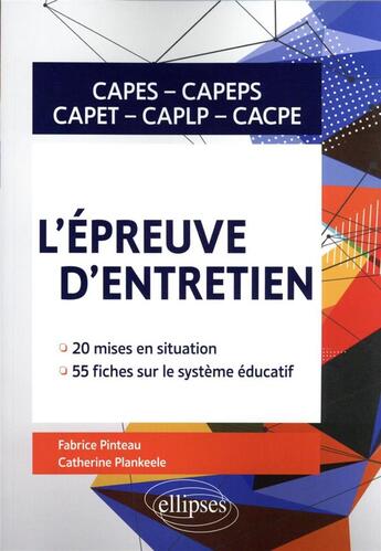 Couverture du livre « L'épreuve d'entretien » de Fabrice Pinteau et Catherine Plankeele aux éditions Ellipses