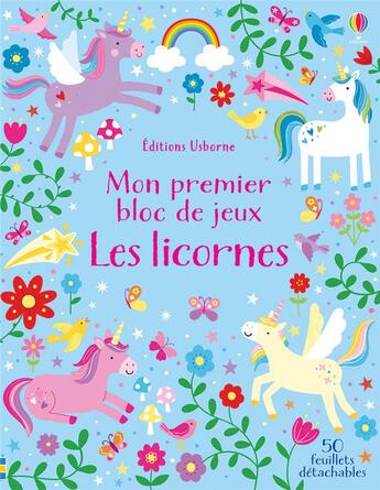 Couverture du livre « Mon premier bloc de jeux - les licornes » de Robson/Collectif aux éditions Usborne