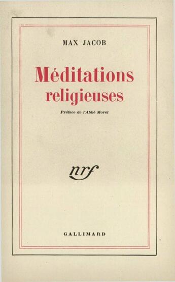 Couverture du livre « Meditations Religieuses » de Max Jacob aux éditions Gallimard