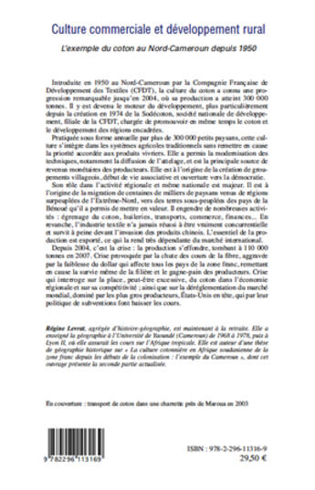 Couverture du livre « Culture commerciale et développement rural l'exemple ; l'exemple du coton au Nord-Cameroun depuis 1950 » de Regine Levrat aux éditions Editions L'harmattan