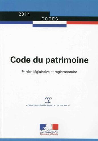 Couverture du livre « Code du patrimoine » de Journaux Officiels aux éditions Documentation Francaise