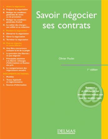 Couverture du livre « Savoir négocier ses contrats » de Olivier Poulet aux éditions Delmas