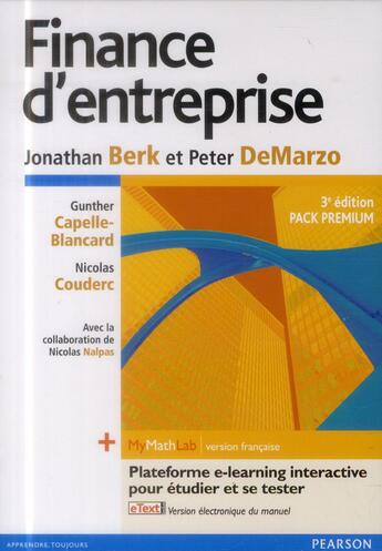 Couverture du livre « Finance d'entreprise ; pack premium (3e édition) » de Jonathan Berk et Peter Demarzo aux éditions Pearson