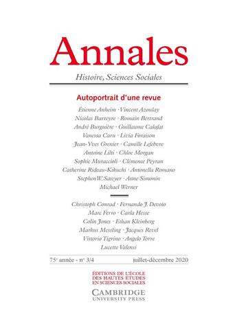 Couverture du livre « Annales, n 3-4/2020 - autoportrait d'une revue » de  aux éditions Ehess