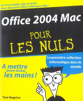 Couverture du livre « Office 2004 mac pour les nuls » de Tom Negrino aux éditions First Interactive