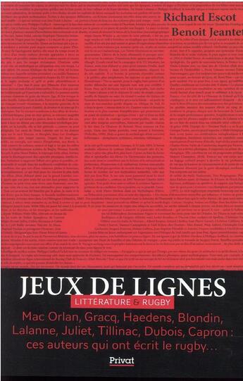 Couverture du livre « Jeux de lignes : littérature & rugby » de Richard Escot et Benoit Jeantet aux éditions Privat
