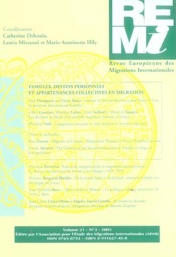 Couverture du livre « REVUE EUROPEENNE DES MIGRATIONS INTERNATIONALES » de  aux éditions Pu De Rennes