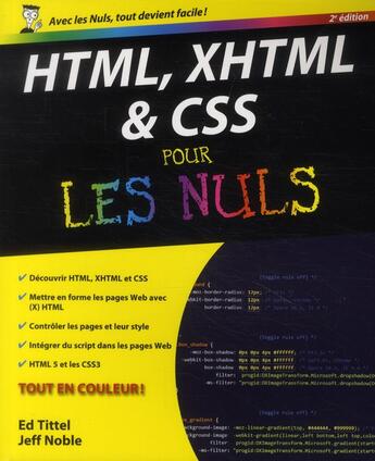 Couverture du livre « HTML, XHTML et CSS pour les nuls (2e édition) » de Ed Tittel aux éditions First Interactive