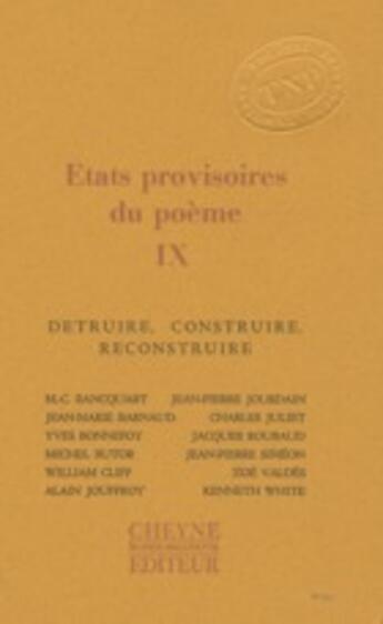 Couverture du livre « États provisoires du poème IX » de Annuelle 2009 Revue aux éditions Cheyne