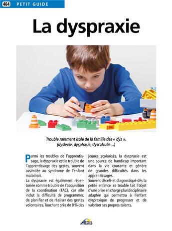 Couverture du livre « La dyspraxie » de  aux éditions Aedis