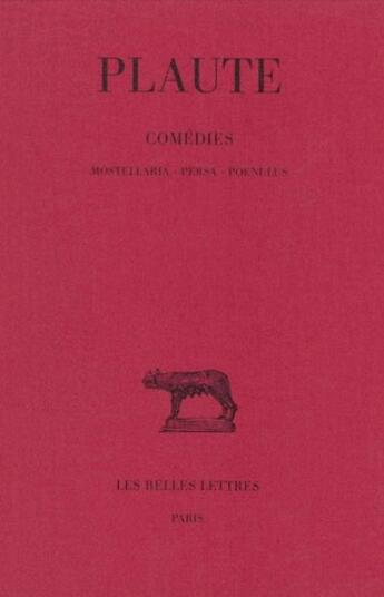 Couverture du livre « Comédies Tome 5 ; Plaute » de Plaute aux éditions Belles Lettres