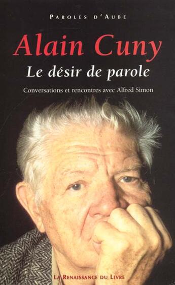 Couverture du livre « Conversations avec alain cuny » de Alfred Simon aux éditions Renaissance Du Livre