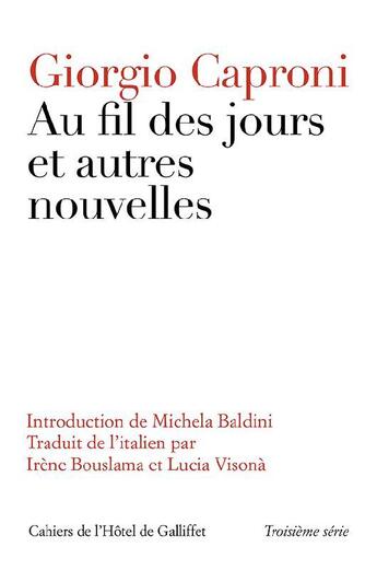 Couverture du livre « Au fil du jour et autres nouvelles » de Giorgio Caproni aux éditions Iicp