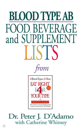 Couverture du livre « Blood Type AB Food, Beverage and Supplemental Lists » de D'Adamo Peter J aux éditions Penguin Group Us