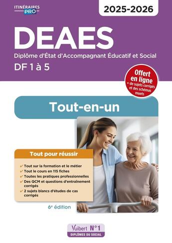 Couverture du livre « DEAES - Domaines de formation 1 à 5 - Préparation complète pour réussir sa formation - Tout-en-un : Diplôme d'État d'Accompagnant éducatif et social (édition 2024/2025) » de Daniele Lenepveu et Isabelle Sue-Sammut aux éditions Vuibert