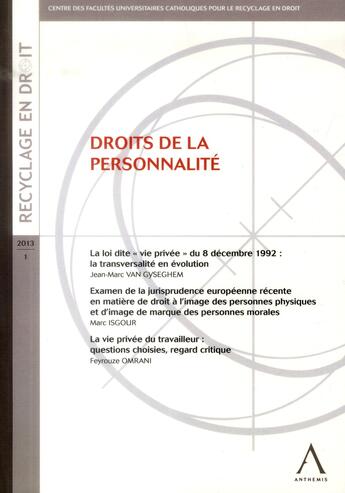 Couverture du livre « Droits de la personnalité » de  aux éditions Anthemis