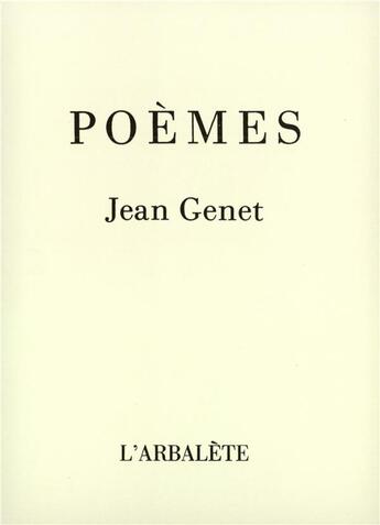 Couverture du livre « Poèmes » de Jean Genet aux éditions Gallimard