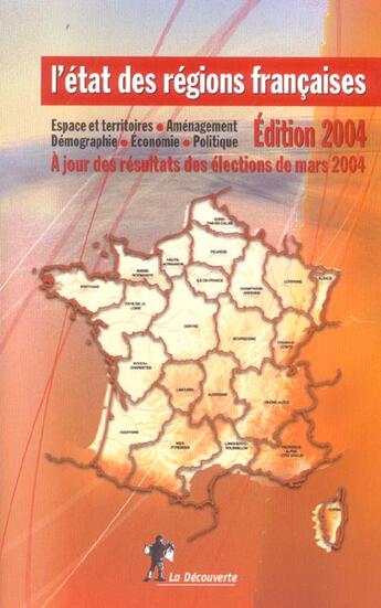 Couverture du livre « L'etat des regions francaises 2004 » de  aux éditions La Decouverte