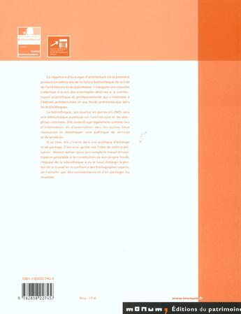 Couverture du livre « Architecture construction urbanisme » de  aux éditions Editions Du Patrimoine
