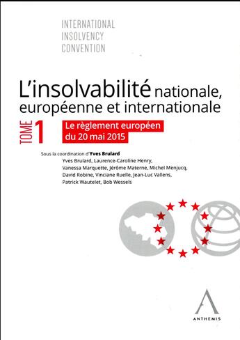 Couverture du livre « L'insolvabilité nationale, européenne et internationale t.1 ; le nouveau règlement européen du 20 mai 2015 » de Yves Brulard aux éditions Anthemis