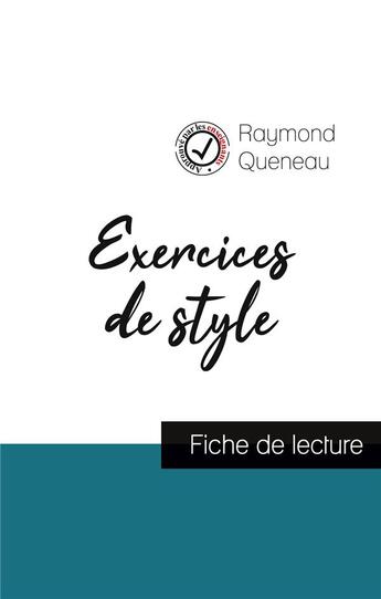 Couverture du livre « Exercices de style de Raymond Queneau ; fiche de lecture et analyse complète de l'oeuvre » de  aux éditions Comprendre La Litterature