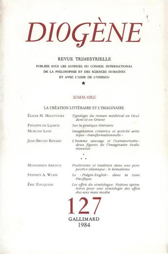 Couverture du livre « Diogene 127 » de Collectifs Gallimard aux éditions Gallimard