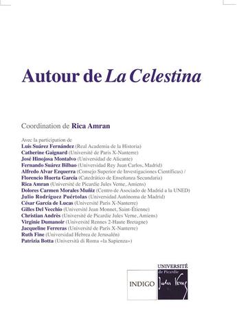 Couverture du livre « Autour de la Celestina » de Rica Amran aux éditions Indigo Cote Femmes