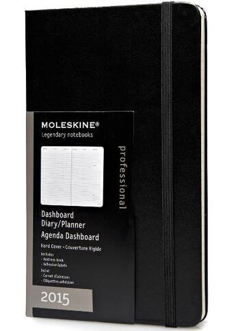 Couverture du livre « Agenda semainier 2015 vertical + tableau de bord grand format noir couverture rigide » de Moleskine aux éditions Moleskine Papet