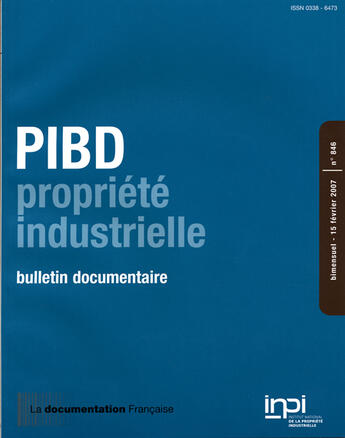 Couverture du livre « PIBD T.846 ; propriété industrielle » de  aux éditions Documentation Francaise