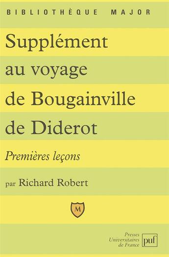 Couverture du livre « Supplément au voyage de Bougainville de Diderot ; premières leçons » de Richard Robert aux éditions Belin Education