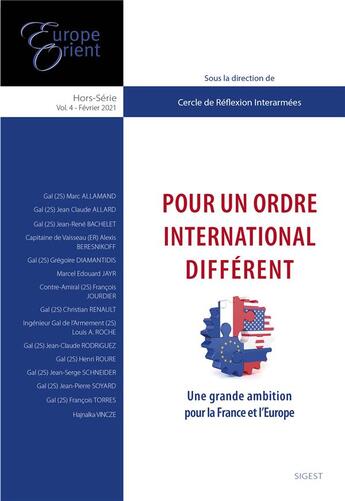 Couverture du livre « Pour un ordre international different - une grande ambition pour la france et l europe » de Cri aux éditions Sigest