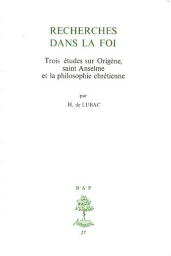 Couverture du livre « Recherches dans la foi » de Henri De Lubac aux éditions Beauchesne