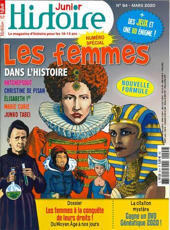 Couverture du livre « Histoire junior n 94 100% femmes pionnieres - mars 2020 » de  aux éditions Histoire Junior