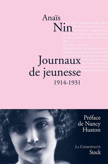 Couverture du livre « Journaux de jeunesse (1914-1931) » de Anais Nin aux éditions Stock