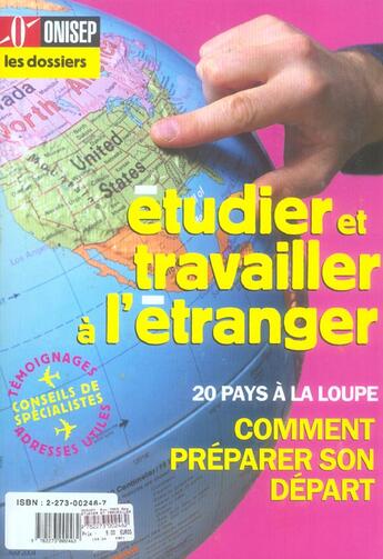 Couverture du livre « Etudier et travailler a l'etranger 0 » de  aux éditions Onisep