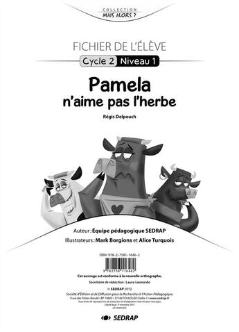 Couverture du livre « Pamela n'aime pas l'herbe - fichier gs » de  aux éditions Sedrap