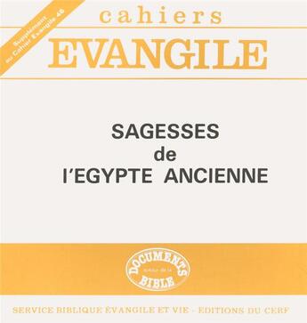 Couverture du livre « SCE-46 Sagesses de l'Égypte ancienne » de Jean Leveque aux éditions Cerf