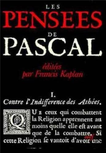 Couverture du livre « Les pensees de pascal » de Blaise Pascal aux éditions Cerf