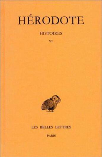 Couverture du livre « Histoires Tome 6 » de Herodote aux éditions Belles Lettres