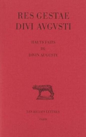 Couverture du livre « Res gestae divi augusti ; hauts faits du divin auguste » de Anonyme aux éditions Belles Lettres