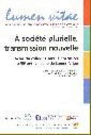 Couverture du livre « Lumen vitae 2008/3 a societe plurielle, transmission nouvelle » de  aux éditions Lumen Vitae