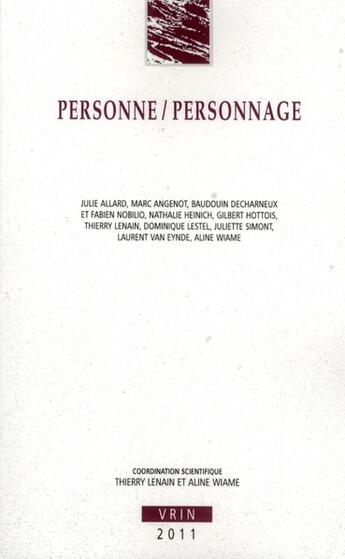 Couverture du livre « Personne / personnage » de Thierry Lenain et Aline² Wiame aux éditions Vrin