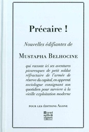 Couverture du livre « Precaire! » de Mustapha Belhocine aux éditions Agone