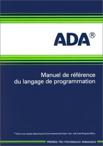 Couverture du livre « Ada manuel de ref lang pr » de  aux éditions Ppur