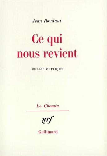 Couverture du livre « Ce qui nous revient » de Jean Roudaut aux éditions Gallimard