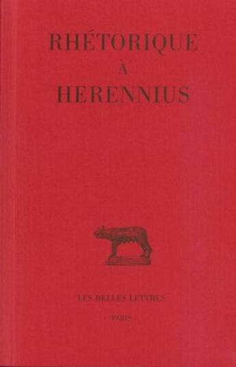 Couverture du livre « Rhétorique à Herenius » de  aux éditions Belles Lettres