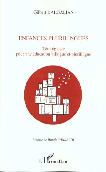 Couverture du livre « ENFANCES PLURILINGUES » de Gilbert Dalgalian aux éditions L'harmattan