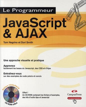 Couverture du livre « Javascript et ajax ; programmeur toolpack » de Tom Negrino et Dori Smith aux éditions Pearson